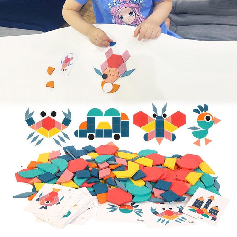 Em promoção! Brinquedos De Madeira Puzzle 3d Tangram Formas De