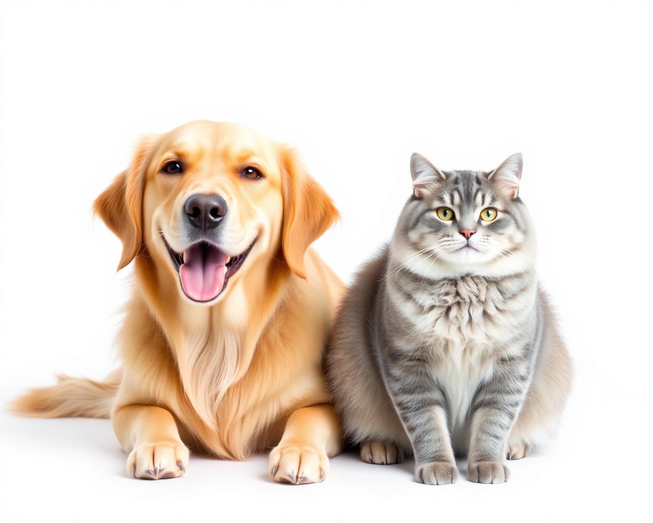Cão e gato felizes